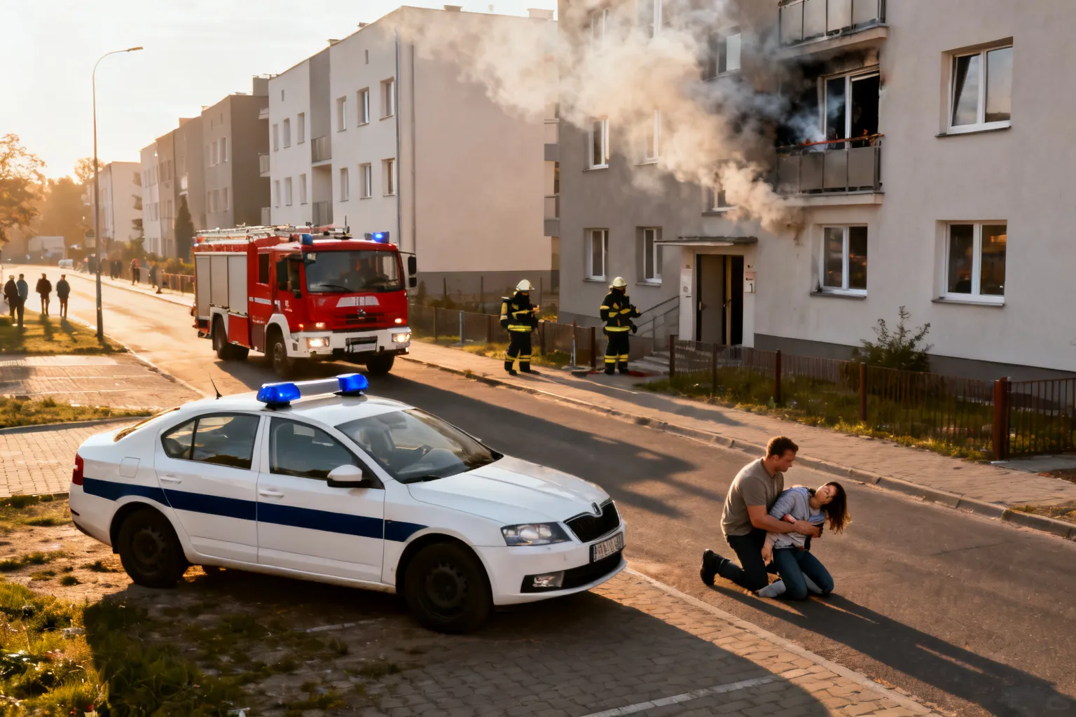 Policjant poza służbą ewakuował leżącą kobietę z płonącego budynku w Żychlinie