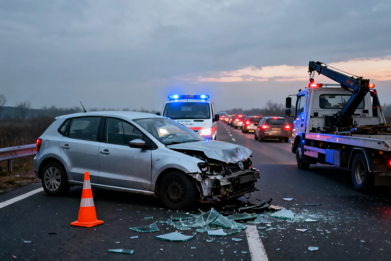 Zderzenie A2 369,6 km Łódzkie — zablokowany pas w kierunku Poznania