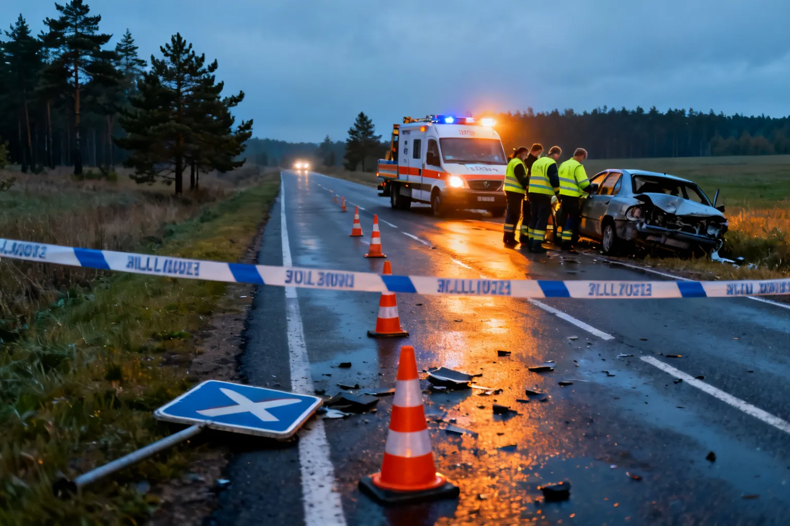 wypadek DK 74 Gomulin — droga całkowicie zablokowana