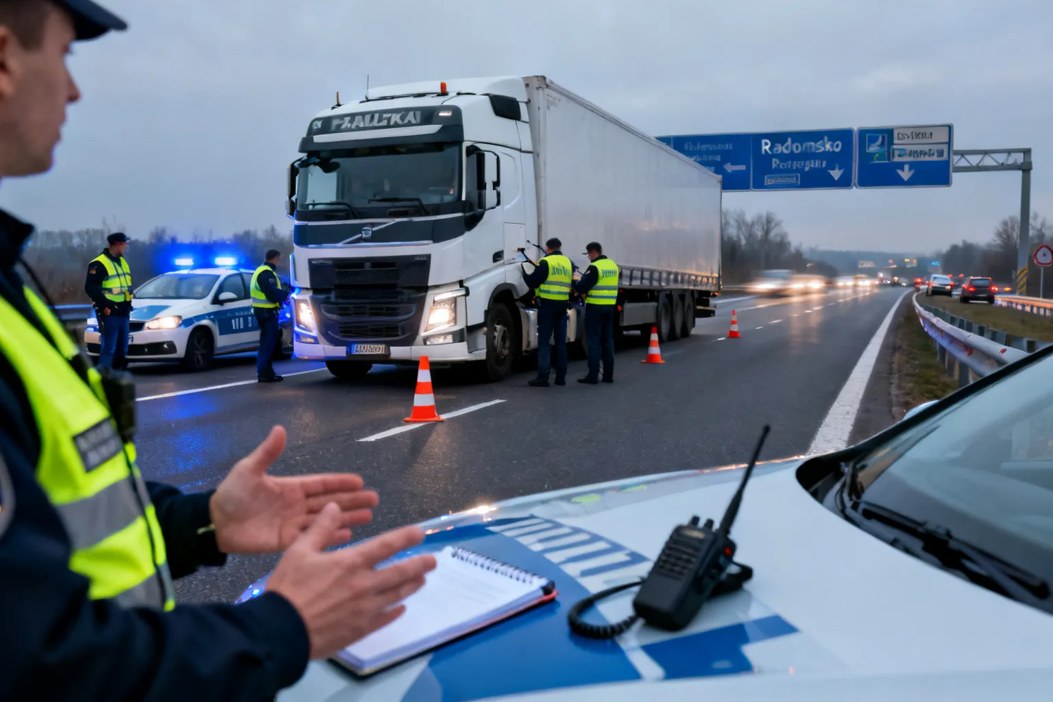 Ciężarówka miała próbować jechać pod prąd na A1 w rejonie Radomska — policja wyjaśnia