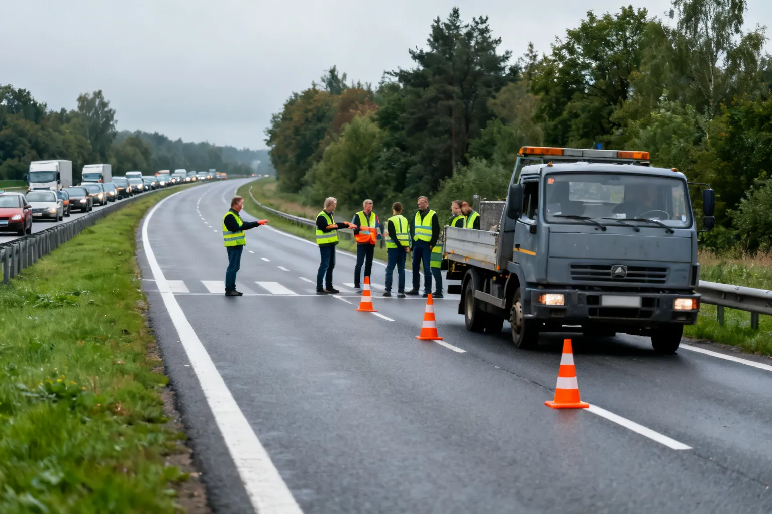 Utrudnienie na DK S14 (15,6 km) — prawy pas zablokowany w kierunku Emilii